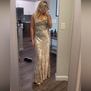 Reformation Annabelle Silk maxi dress sable beige floral gown